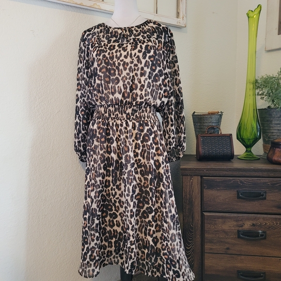 Lane Bryant Dresses & Skirts - Lane Bryant  Leopard Print  Dress Crinkle Elastic Waist Women's Plus Size #22